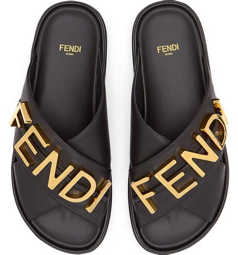 leather fendi slides|Fendi platform sandals.